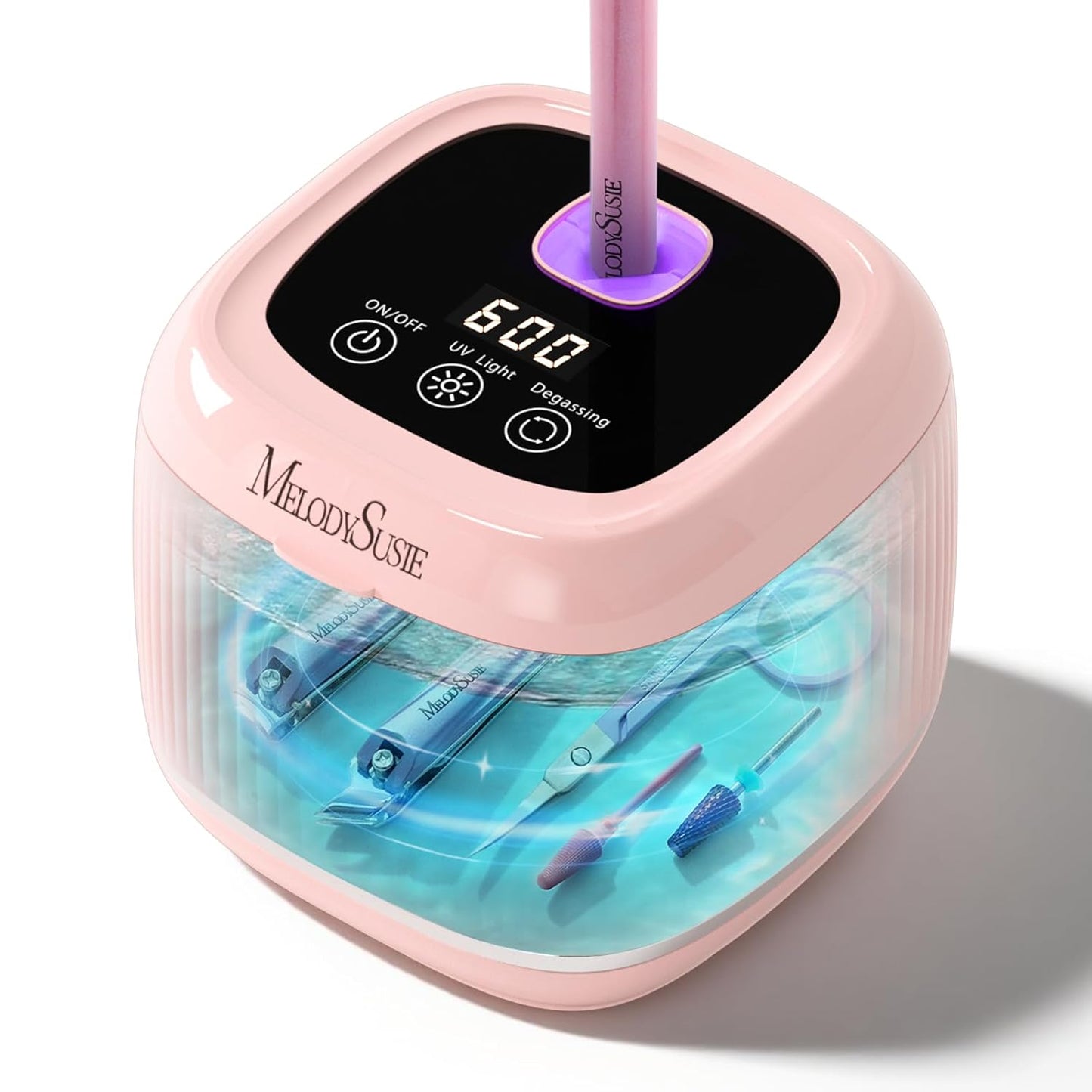 MelodySusie 2 in 1 Nail Tool Cleaning Machine - 3 Timer Modes for Nail Drill Bits & Jewelry Cleaning | Black, DL-160