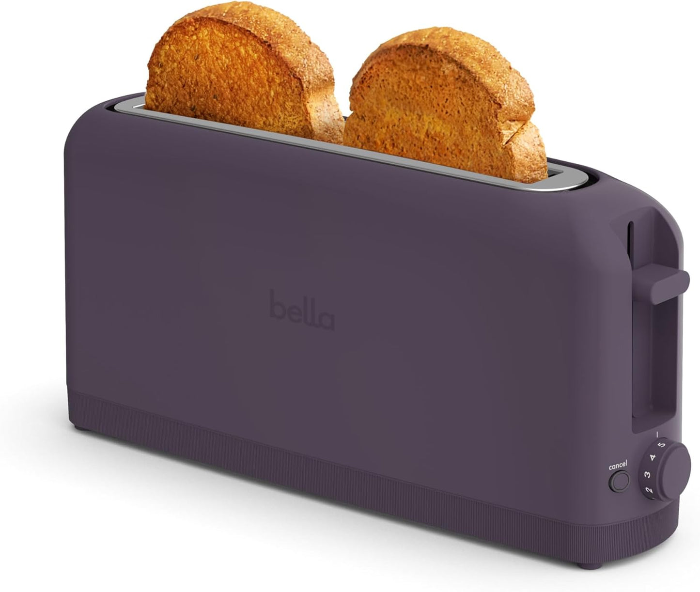 Bella 2 Slice Slim Toaster - 6 Setting Shade Control, 10” Long Slot, Anti-Jam & Auto Shutoff, Oatmilk Color