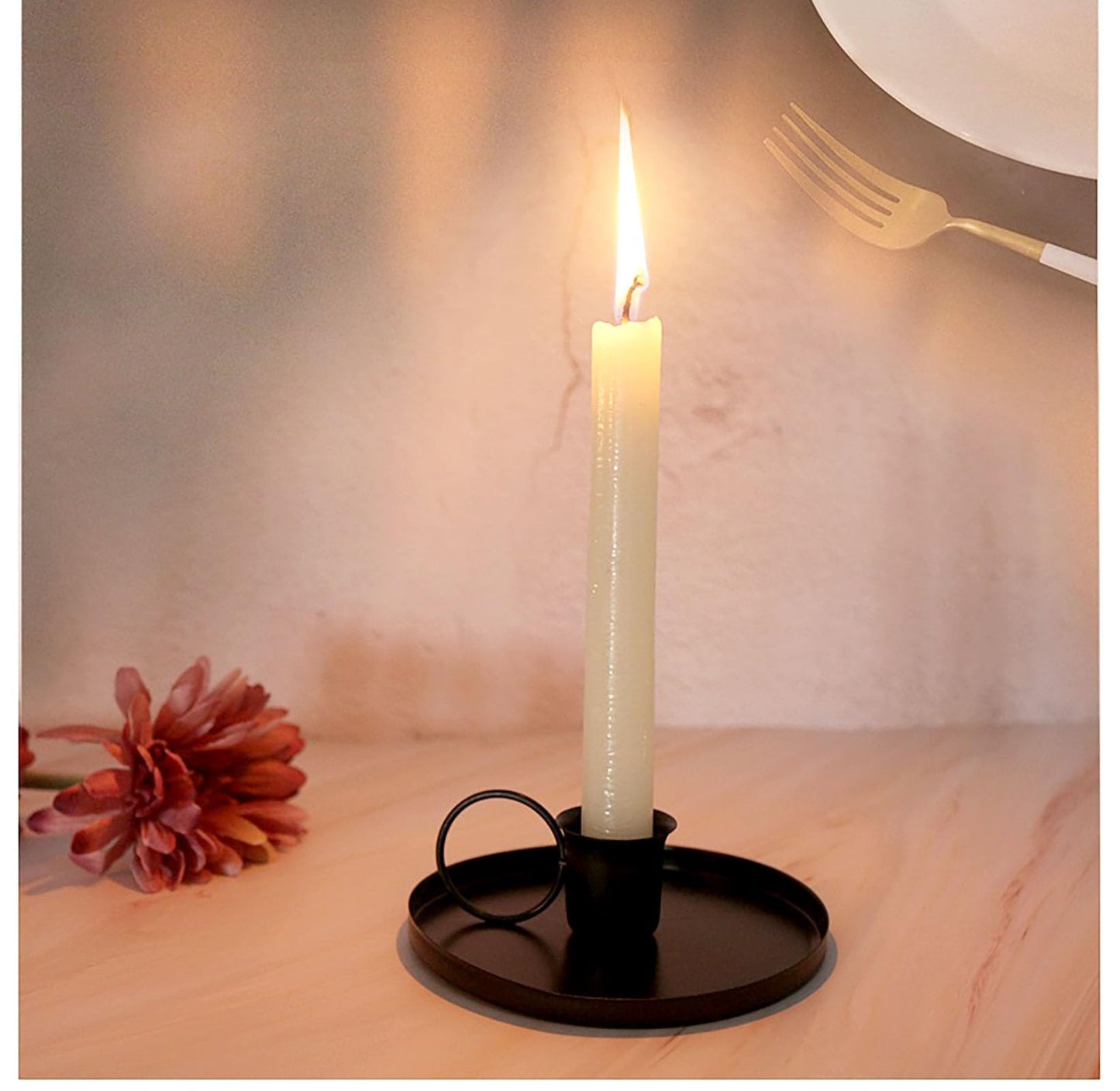 2 Pcs 4 Inch Black Iron Candle Holder for Taper Candles, Dinning,Wedding and Party Decoration (2, Black)