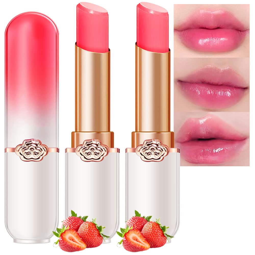 Blueberry Tinted Lip Balm Set - PH Color Changing Lipstick Balm for Women | Long-Lasting Light Pink Tint
