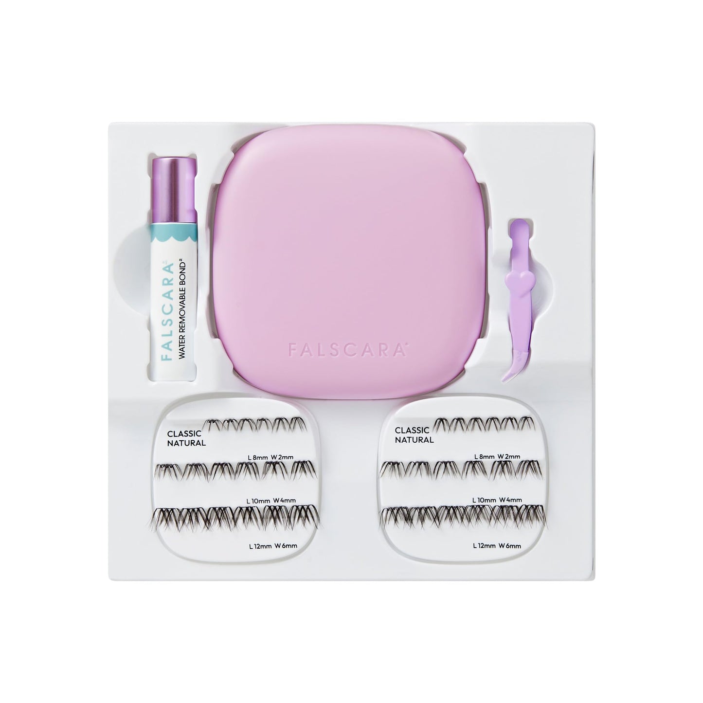 Falscara Studio Mini, False Eyelashes, Lash Clusters, 'Classic Natural', 8mm-12mm, Includes 36 Wisps, applicator, tubing bond in a case, Contact Lens Friendly, Easy to Apply, Reusable Lash Clusters