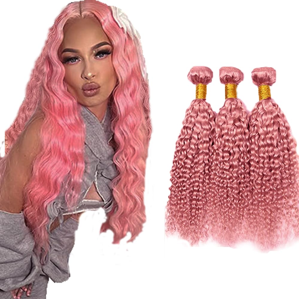 Pink Bundles Human Hair Water Wave Bundles 20 22 24 Inch Unprocessed Brazilian Virgin Hair 3 Bundle 50 Gram Per Bundle Deals Quick Weave Hair Extensions