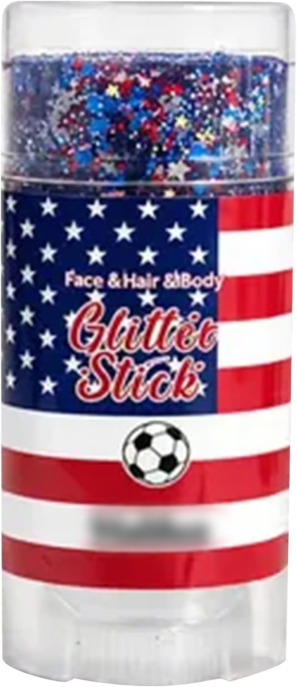 Red White Blue Hair Glitter Stick | Face & Body Paint for Fourth of July Makeup & Decorations