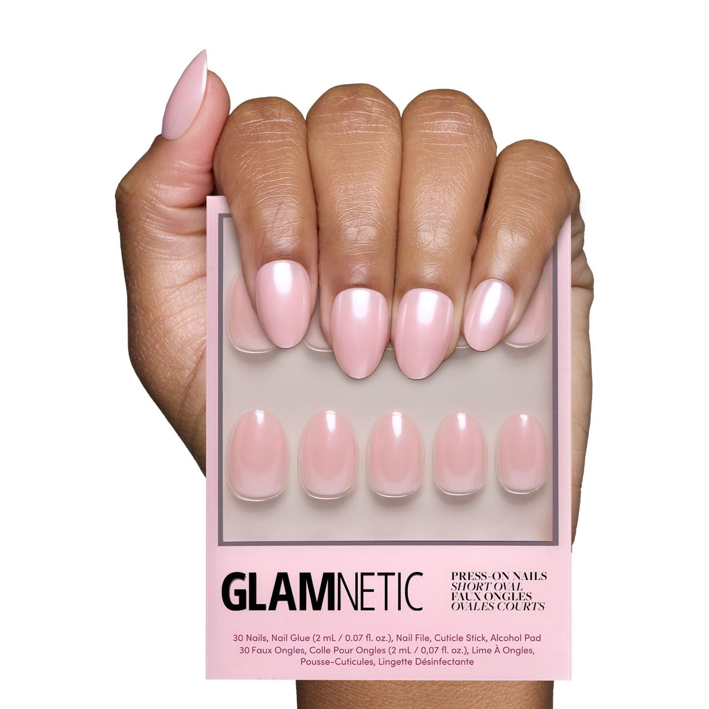 Glamnetic Press On Nails - Honey Bun | Trendy Velvet Sparkly Short Almond Nails | 30 Nail Kit with Glue, 15 Sizes