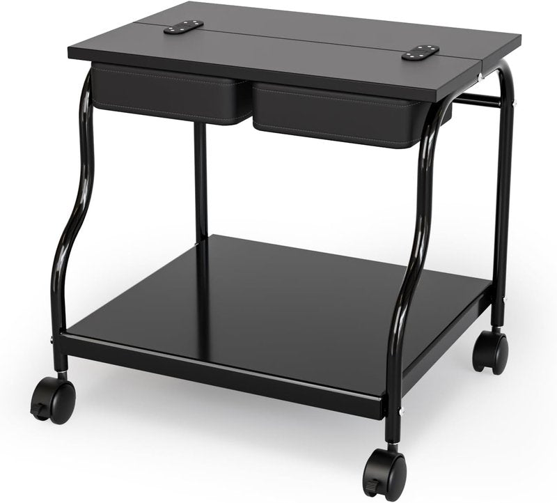 Beauty Salon Foot Bath Cart - Mobile Pedicure Trolley with Lockable Wheels & Storage Shelves | Black