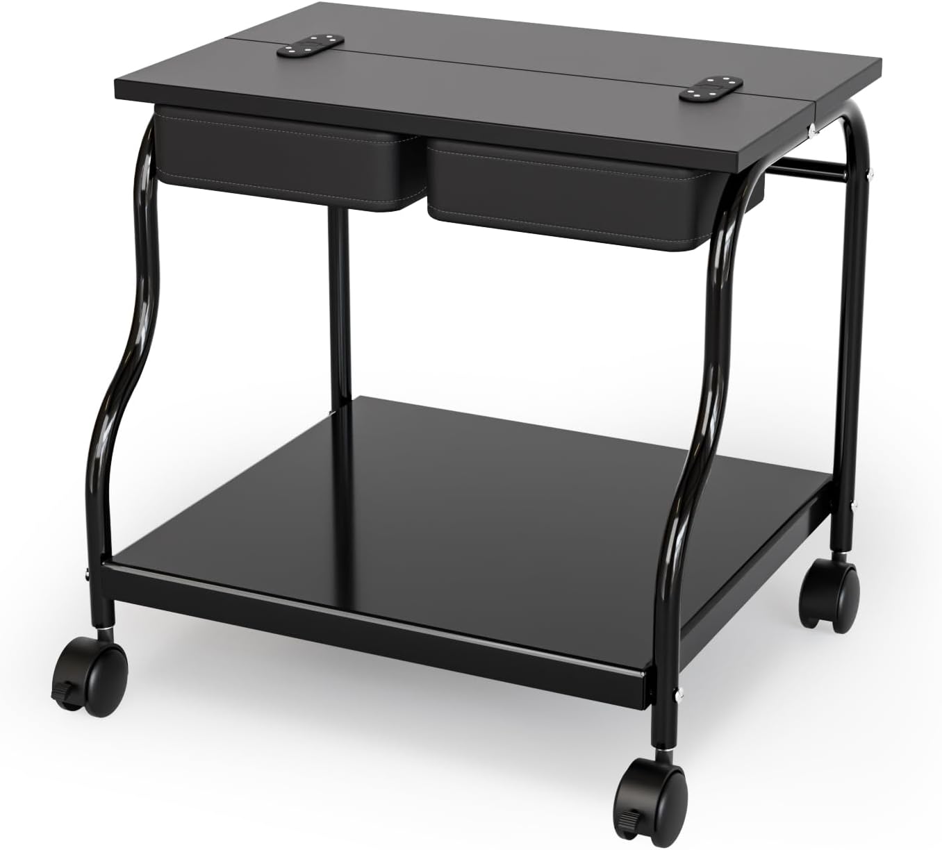 Mobile Pedicure Spa Cart - Beauty Salon Foot Bath Trolley with Lockable Wheels & Storage Shelves | Black