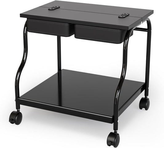 Mobile Pedicure Spa Cart - Beauty Salon Foot Bath Trolley with Lockable Wheels & Storage Shelves | Black
