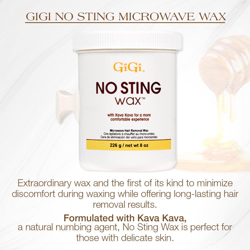 GiGi No Sting Wax with Kava Kava – Microwave Hair Removal Wax, 8 Ounces