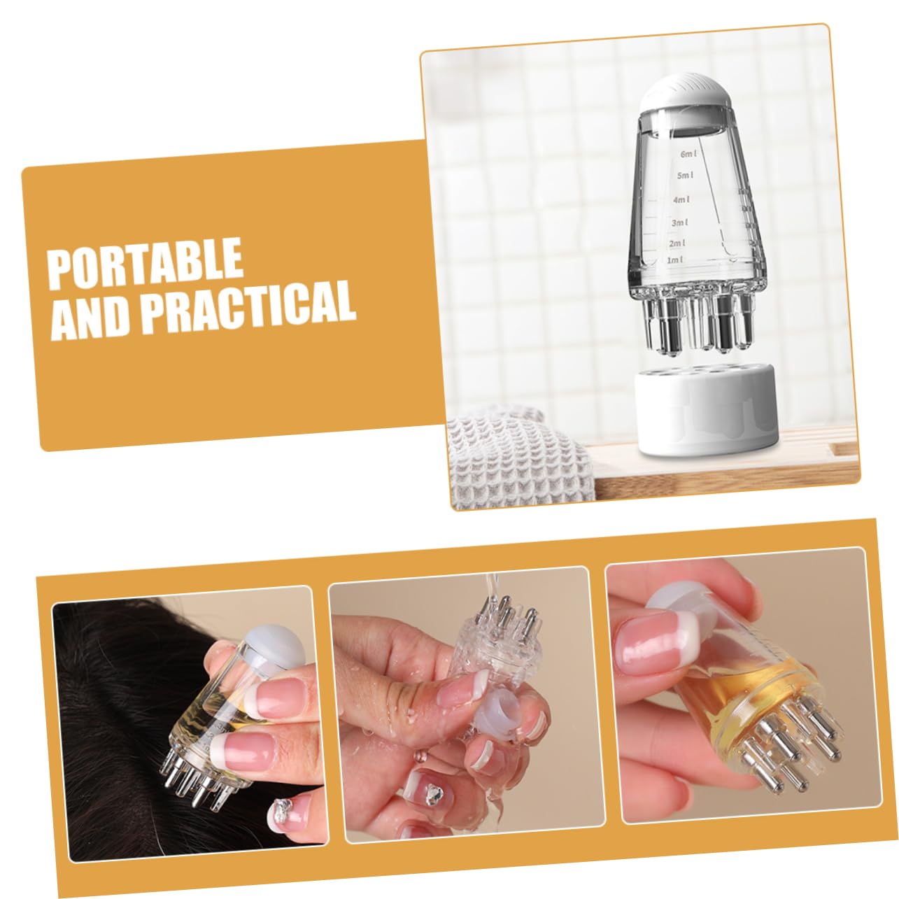 Hair Oil Scalp Applicator Comb - Portable Essential Oil Treatment Tool | Massage Brush & Roller