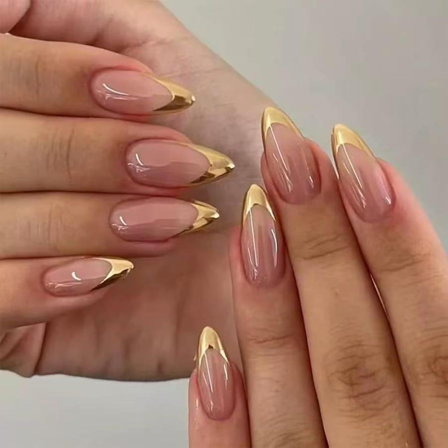 Flower Nail Press Ons - French Tip 3D Floral Butterfly Acrylic Nails | Glossy Pink Medium Almond Full Cover - 24 Pcs