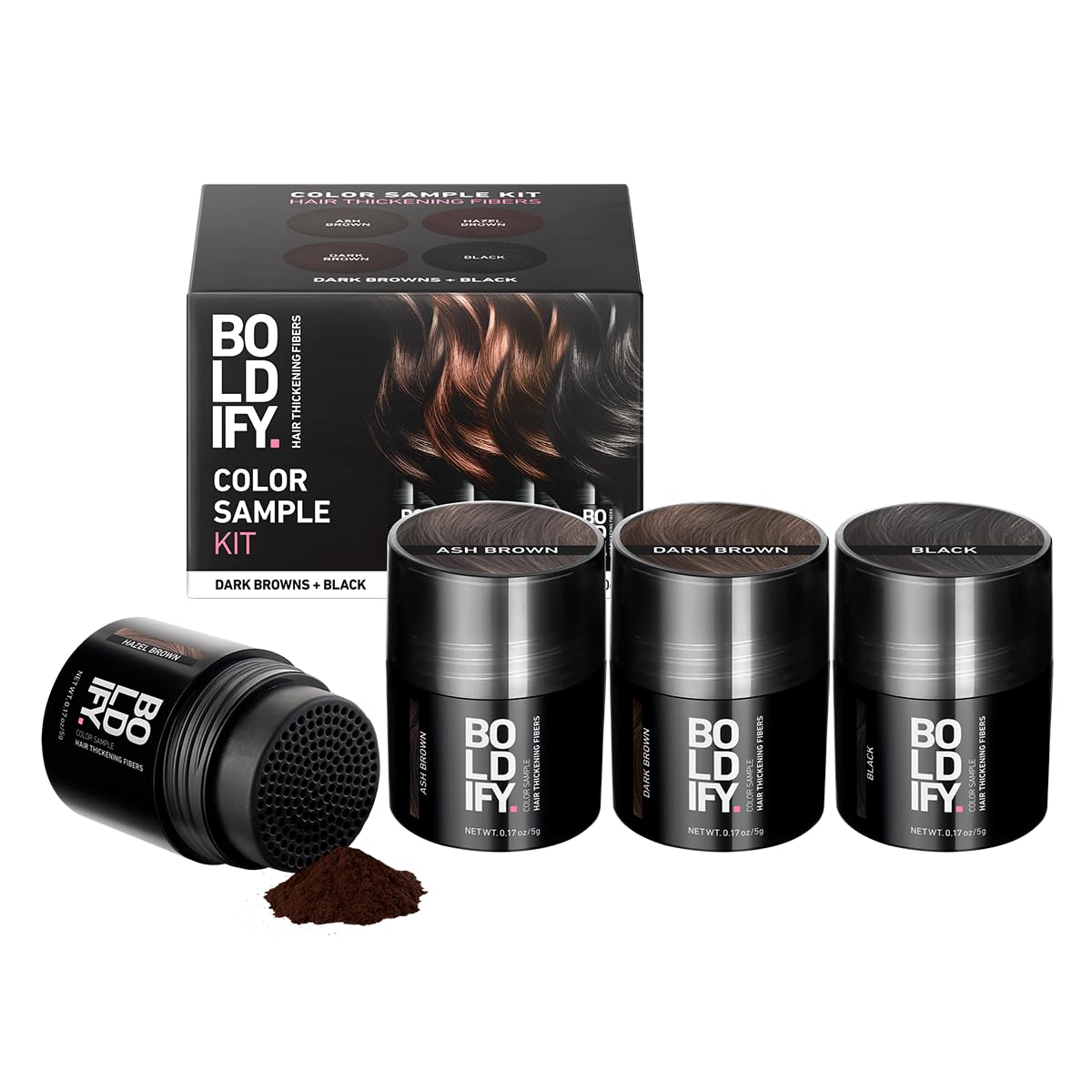 BOLDIFY Hair Fibers - Thinning Hair Solution for Fuller, Thicker Look - 28g | Hazel Brown, 14 Shades Available