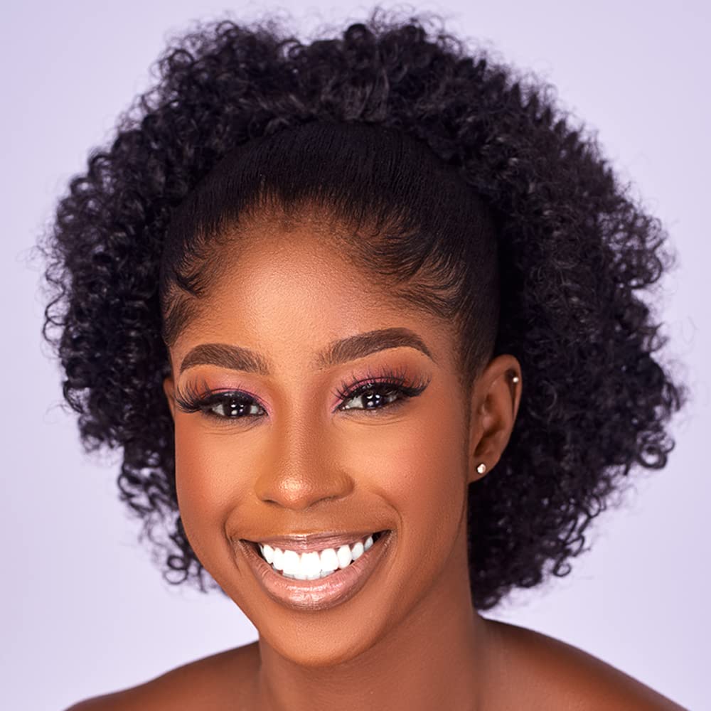 Kinky Curly Drawstring Ponytail Extension - Afro Puff Hairpiece for Black Women | Synthetic Short Bun (2#)