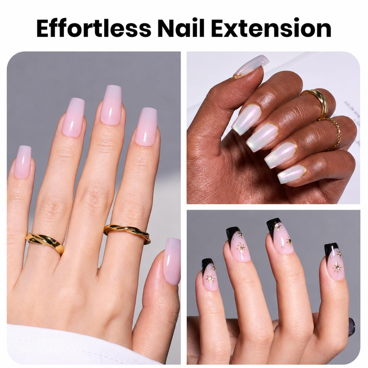 Beetles Tipex Lite Instant Apex Nail Tips, Short Coffin, No Builder Gel Needed, 256pcs Value Pack, 16 Sizes 00-14 for DIY Salon-look Extensions