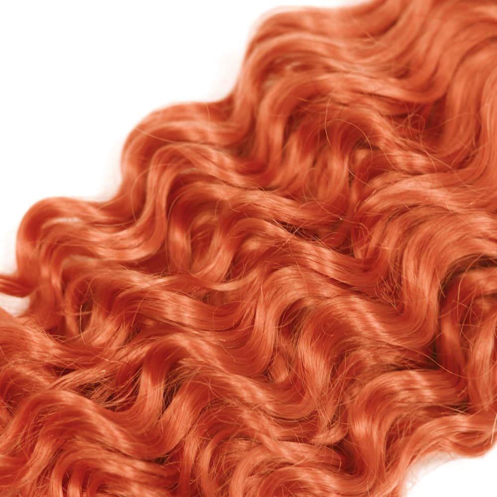 Color 350 Human Hair Bundles Ginger Deep Wave Bundle 20 22 24 inch AuokMar Mixed Length 3 Bundles Ginger Copper Hair Extensions 300g