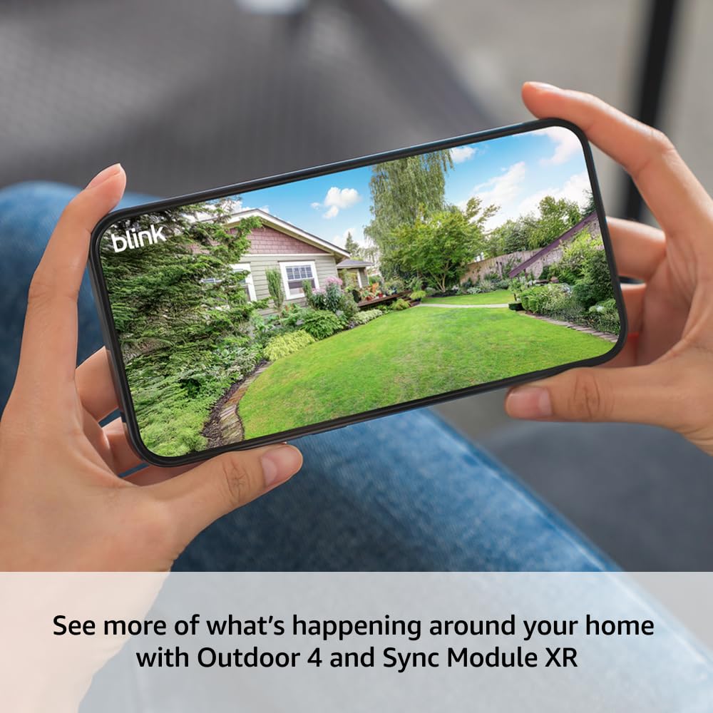 Blink Outdoor 4 XR – two-year battery wireless camera with 4x security coverage, 1000 ft open-air range or 400 ft with typical use — 4 camera system.