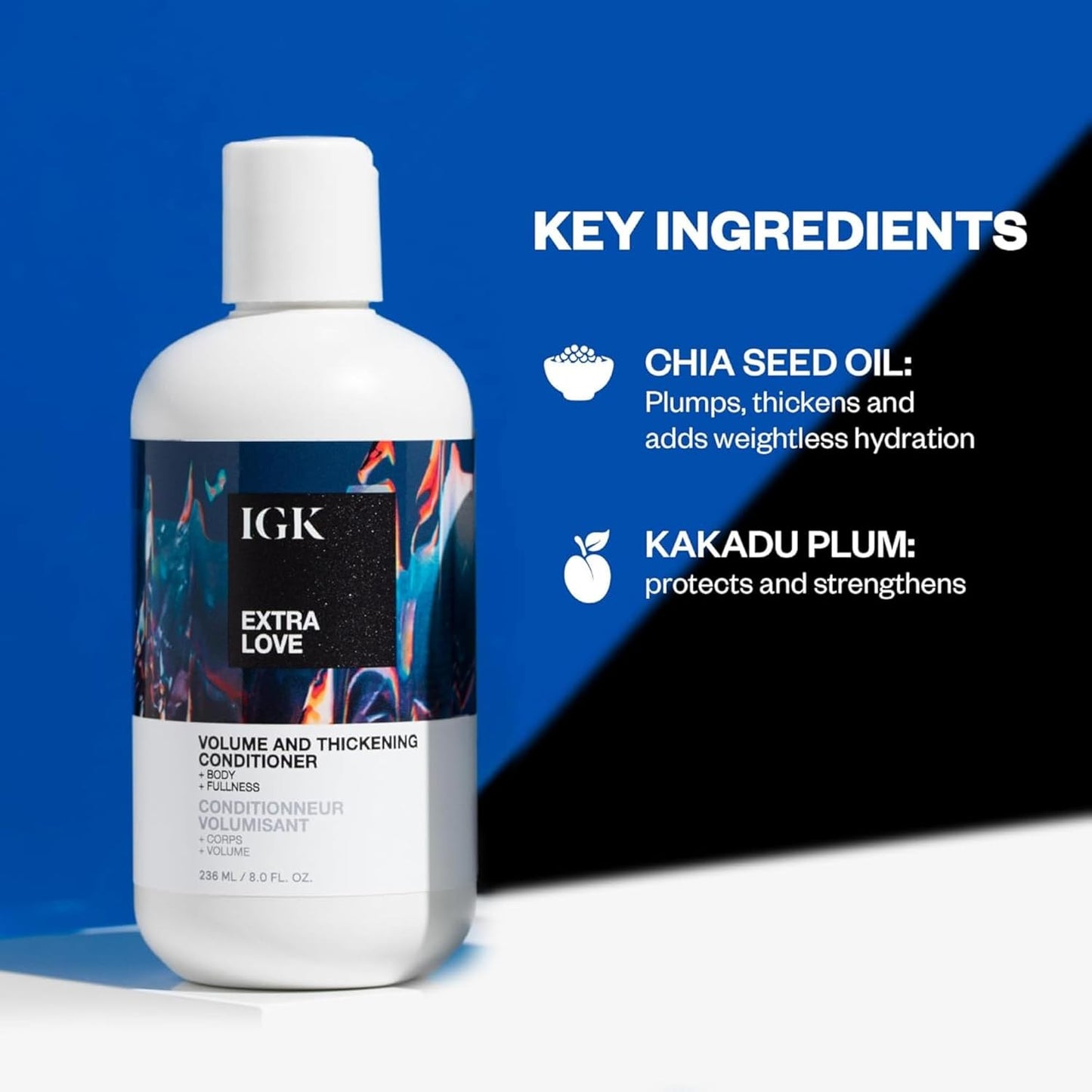IGK EXTRA LOVE Volume & Thickening Conditioner - Lightweight Formula for Scalp Balance | Vegan & Cruelty-Free
