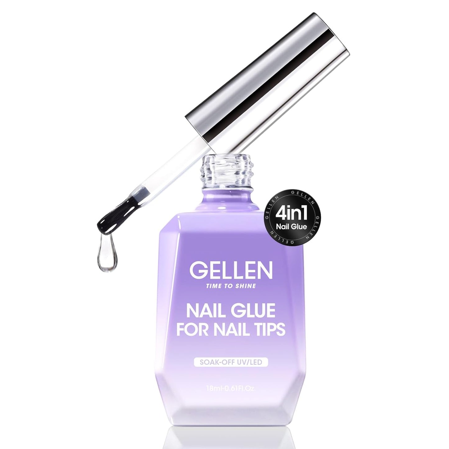 Gellen Nail Glue Gel - 5 in 1 UV Acrylic Nail Adhesive & No Wipe Top Coat | High Shine Finish for DIY Manicure