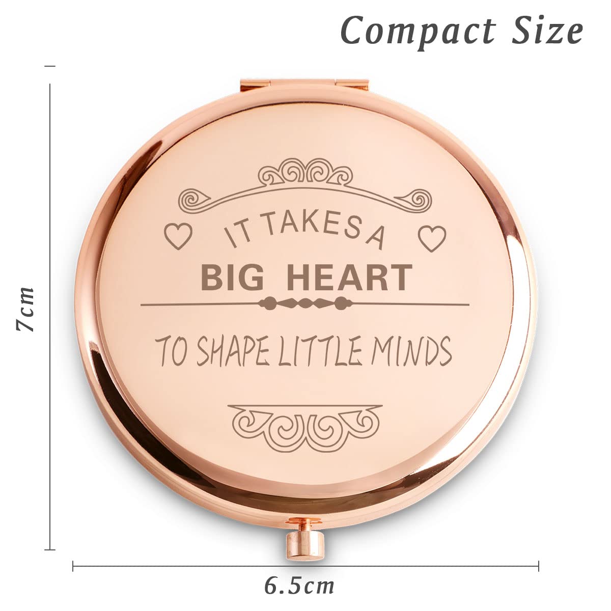 QUSTGO Teacher Appreciation Gifts for Women, Thank You Gifts for Teacher, Personalized Compact Mirror, End of Year Graduation Basket Stuffers