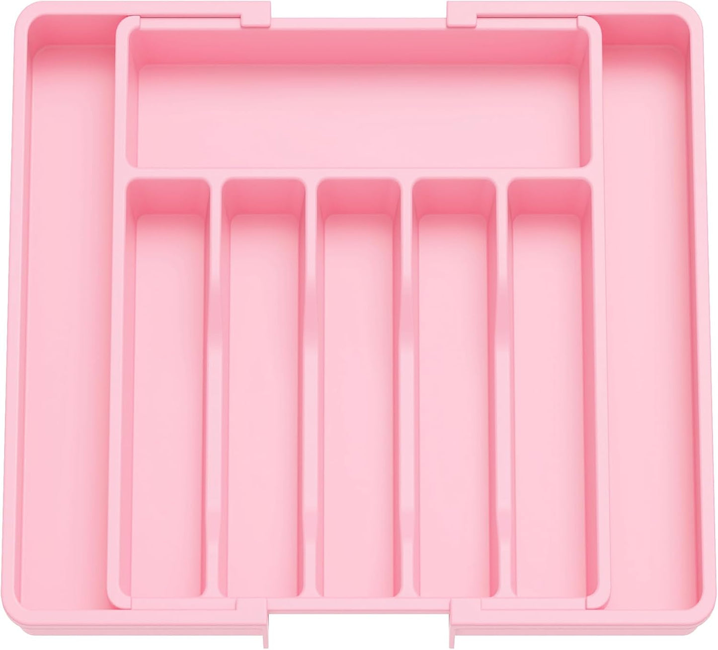 Expandable Silverware Organizer - BPA-Free Plastic Utensil Tray for Kitchen Drawer | Space-Saving Cutlery Holder, Black, 8.5-14 x 12 x 1.5 Inch