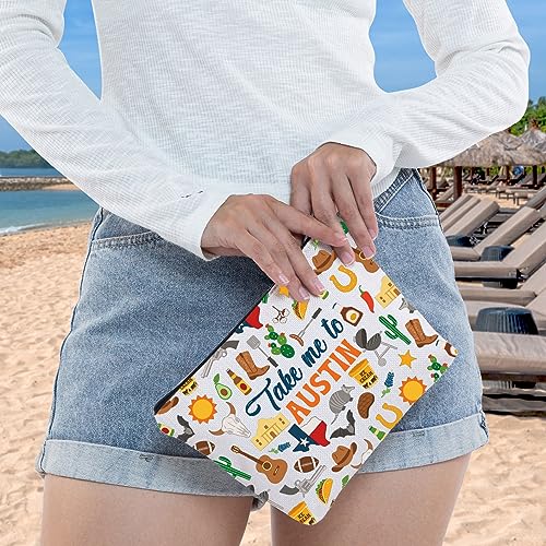 WZMPA Take AUSTIN Texas Trip Cosmetic Bag - Travel Gift Zipper Pouch