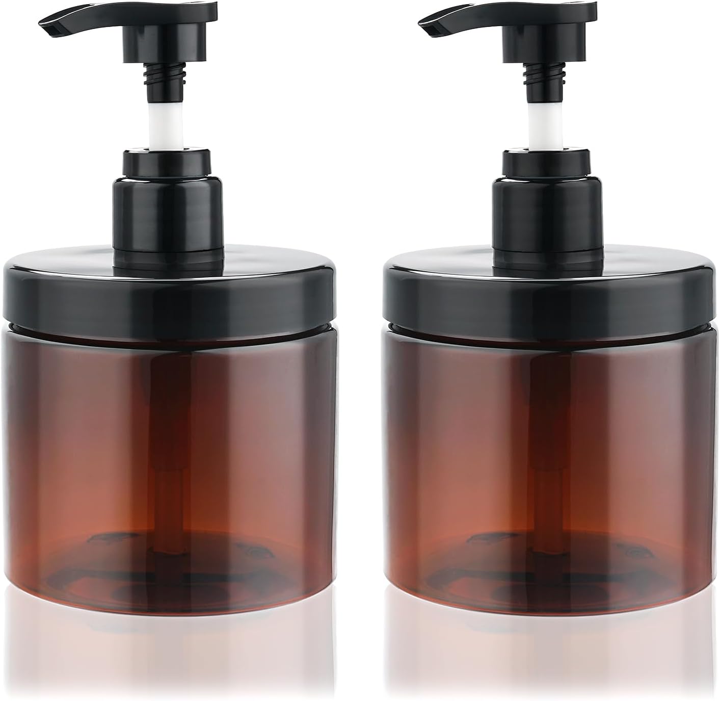 Pump Bottle Dispenser - Refillable Plastic Lotion & Shampoo Containers | Wide Mouth, 2X 500ml, White