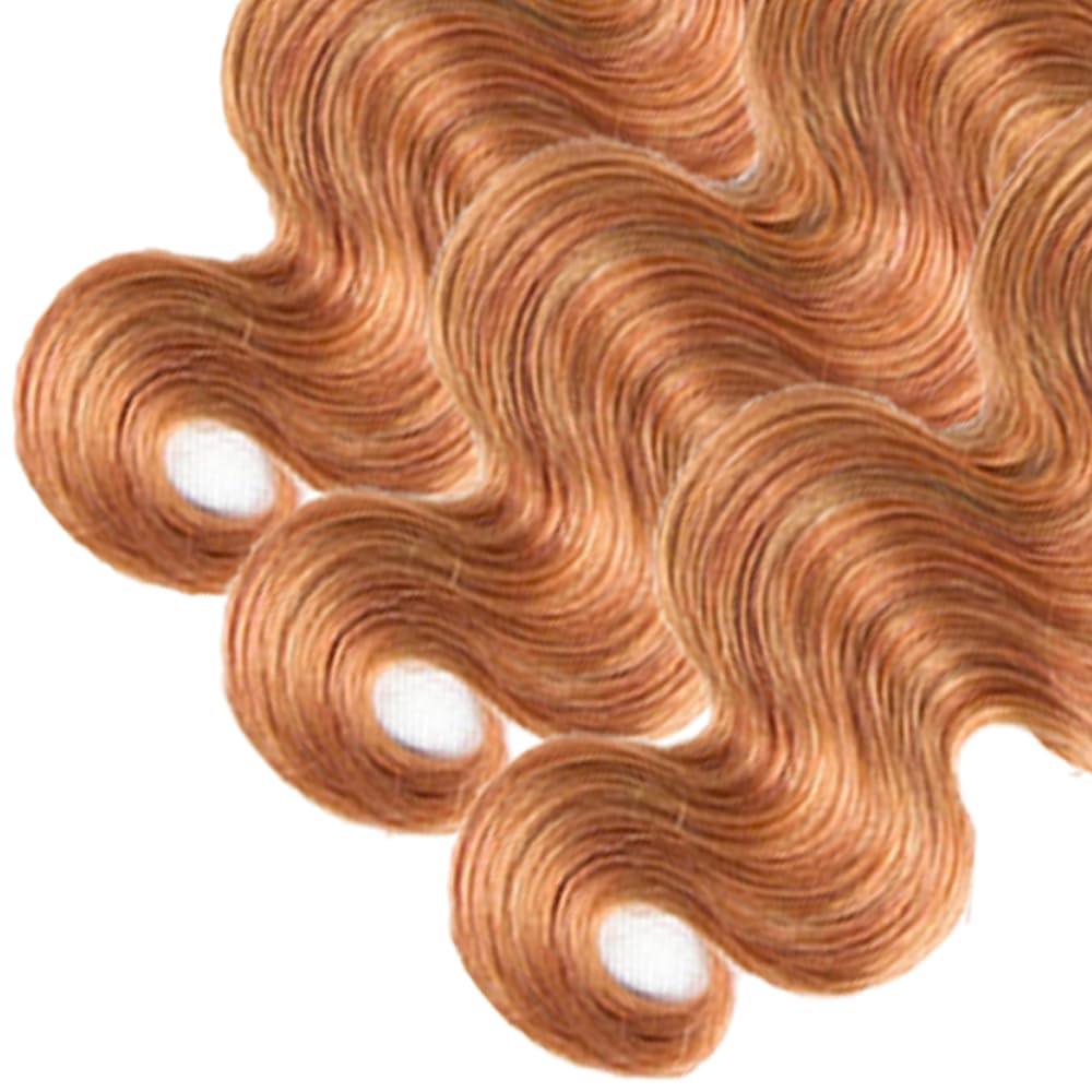 Highlight Body Wave Bundles P2730 Bundles Human Hair 22 24 26 Inch Peruvian Virgin 2 Tone Honey Blonde Mixed With Light Brown Bundle Hair Weave