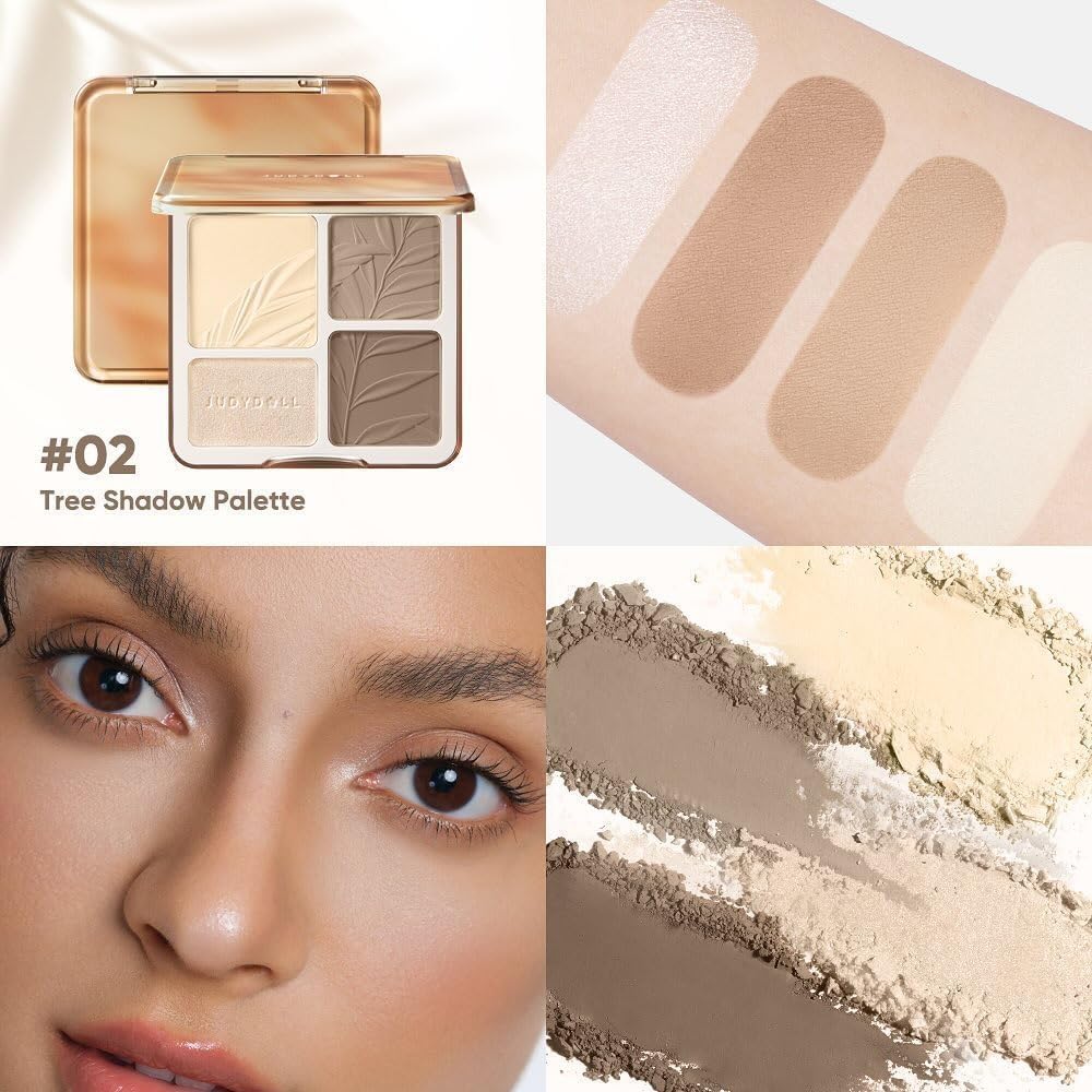 Highlight & Contour Palette - All-in-One Matte Face Makeup for Warm Skin Tones | Blendable Compact for Beginners