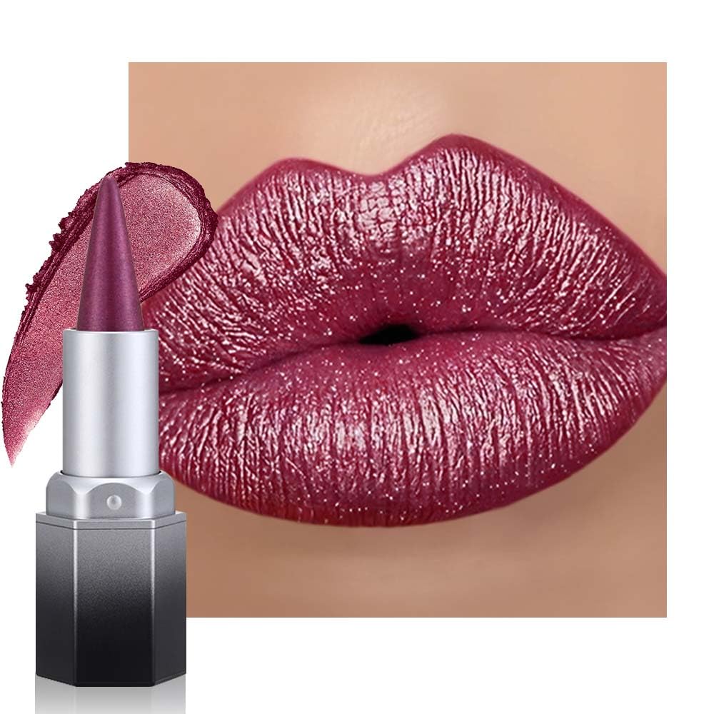 Nude Pink Shimmer Lipstick - Metallic Moisturizing Glow & Plumping Formula | Long-Lasting Waterproof (01#Nude Pink)