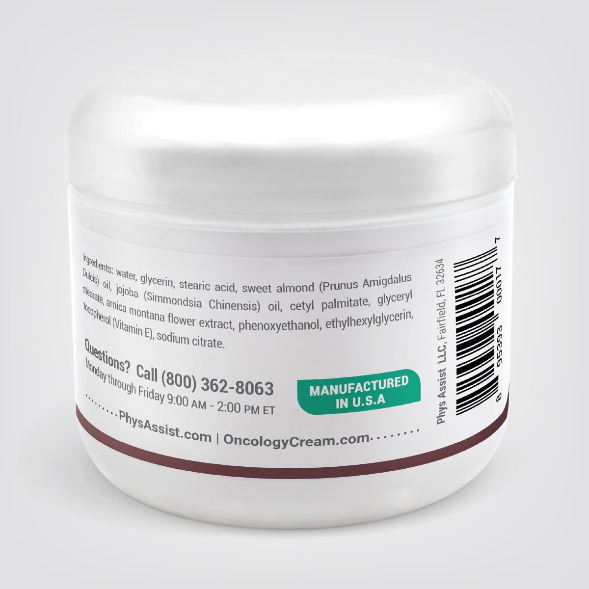 PhysAssist Oncology Cream Glycerin Unscented Moisturizer for Face & Body – Deep Hydration Cream for Dry, Sensitive & Stressed Skin – Fragrance-Free with Jojoba Oil & Vitamin E – 4 oz Jar