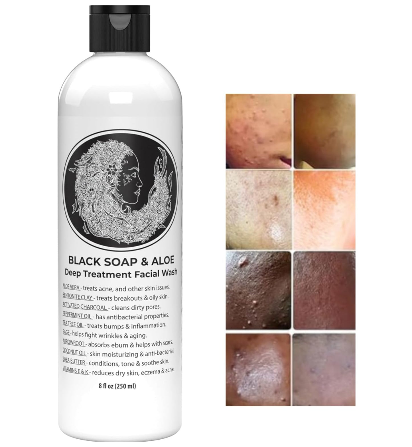 Natural Black Soap with Aloe | Helps With Bumps Dark Spot for Face Paraben Free | All Natural Ingredients Liquid Soap