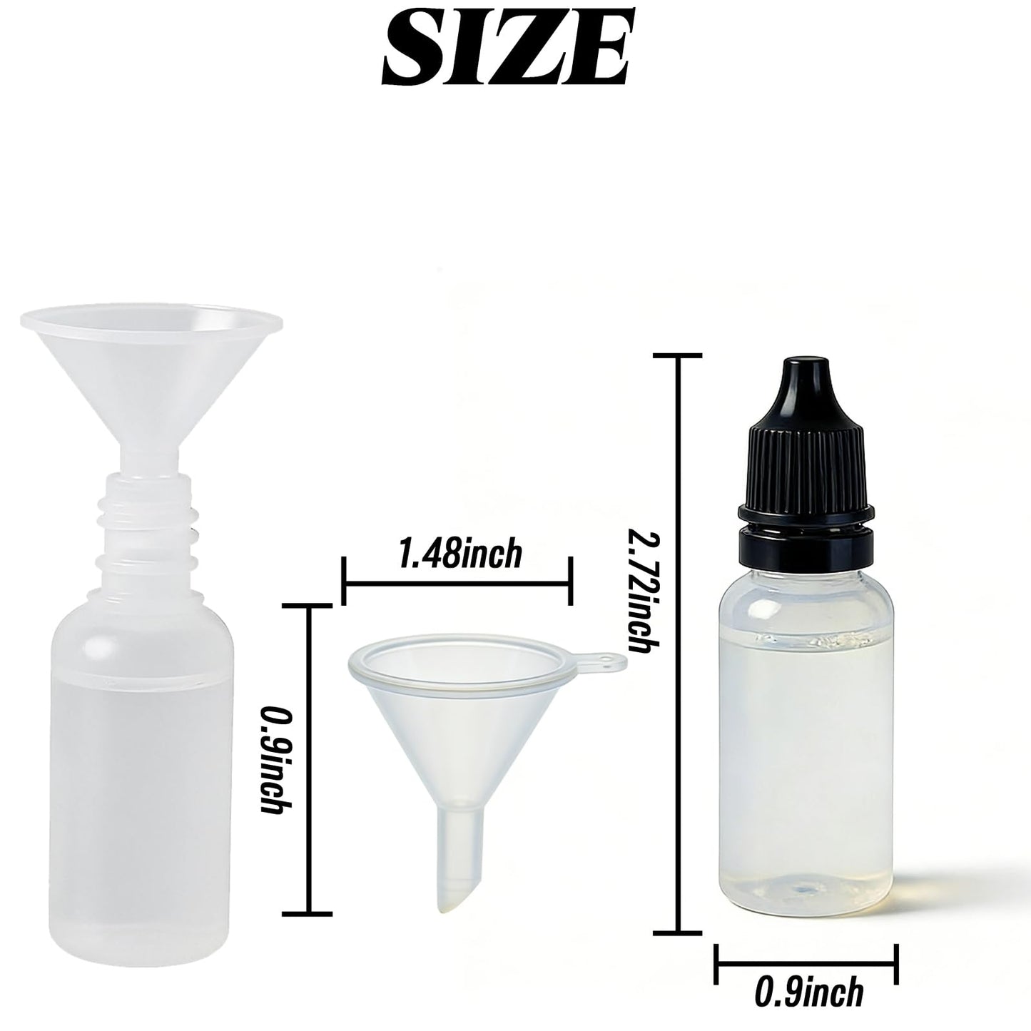 YOOHUA 55PCS/Set 15ML Small Empty Squeeze Dropper Bottles Plastic Thin Tip Dropper Bottles Portable Squeezable Liquid Dropper with Cap and Plug for Oil Liquid Storage (Black)