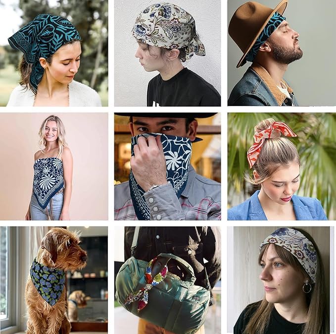 STARWHISPER Multicolored Cotton Bandana 22'' x 22'' - Versatile Headband Scarf for Men & Women