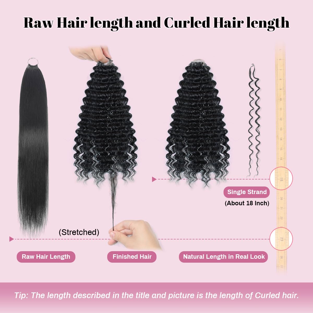 Gaoleif Miracle Knots Crochet Hair, 18 Inch 100 Strands Deep Wave Feather Crochet Hair for Women Pre-Separated Curly Hair Bundles (Natural Black)