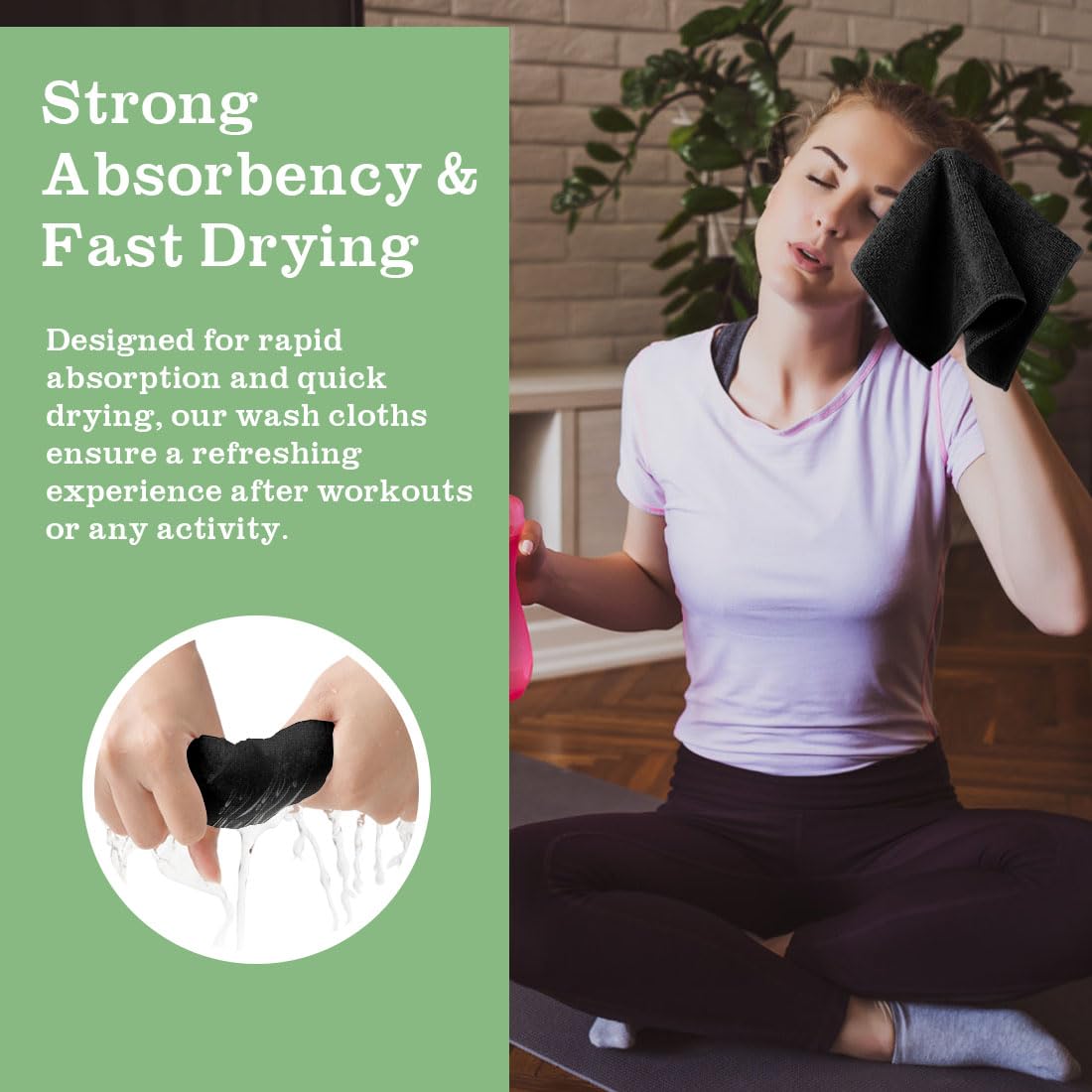 UNIMADE Washcloths Bulk - 100 Pack - Face Towels (12" x 12"), Highly Soft Wash Cloths and Hand Towels, Fast Drying Multi-Purpose Microfiber Cleansing Cloths for Bathroom, Hotel, Spa, and Salon - Black