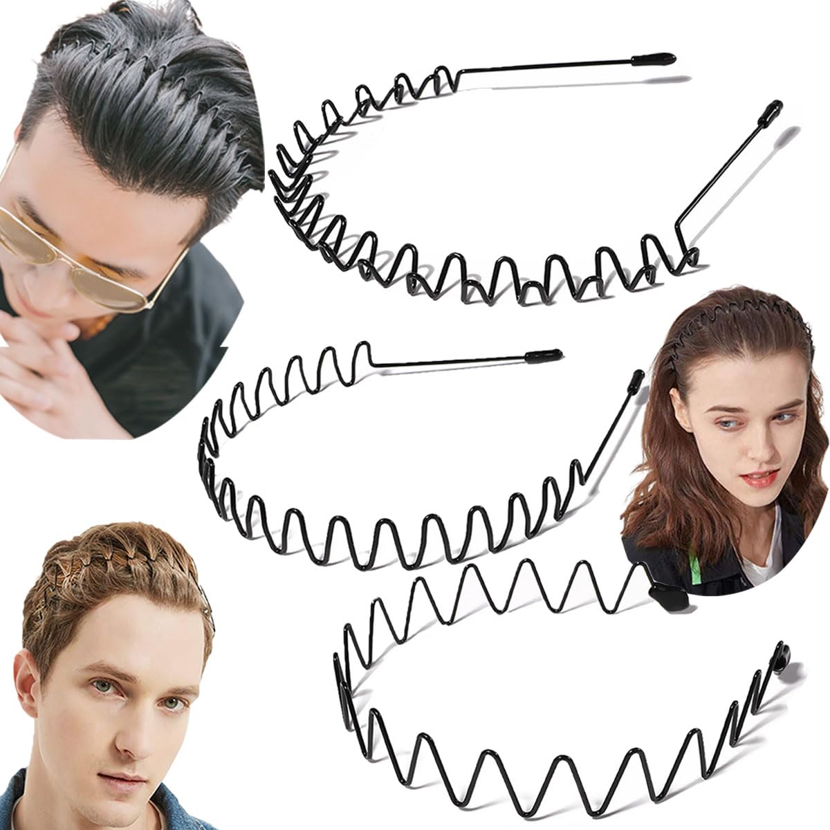Zig Zag Headbands for Women & Men - Plastic Wavy Hair Bands with Teeth Comb | Classic 90s Hair Accessories for Everyday Use