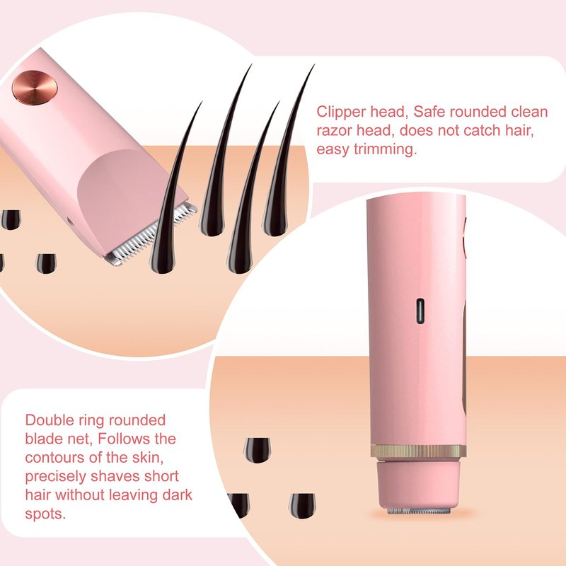 Bikini Trimmer for Women, Electric Razors for Women, Shaver with LCD Display, 2 in 1 Dual-Head Bikini Shaver, Rechargeable Razors, for Bikini Line Legs Underarms and Private Parts,Dry/Wet