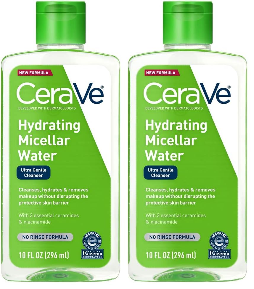 CeraVe Micellar Water - Hydrating Facial Cleanser & Eye Makeup Remover with Niacinamide | 10 Fl Oz, Fragrance-Free