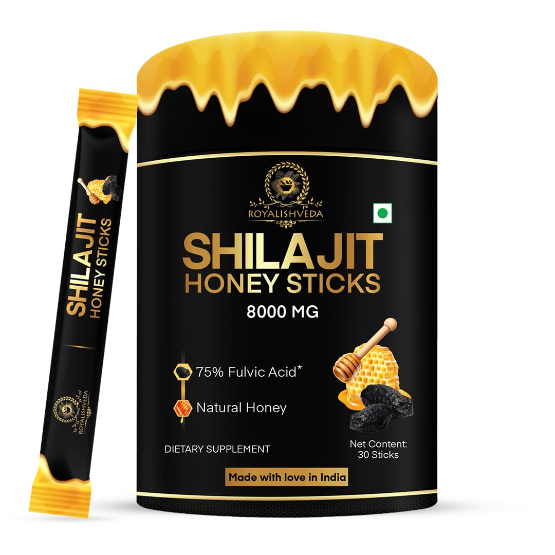 Royalishveda Shilajit Sticks with Honey | 75% Fulvic Acid | Easy-to-Use | 30 Sticks for Stamina, Energy Boost & Immune Support (Pack of 1)