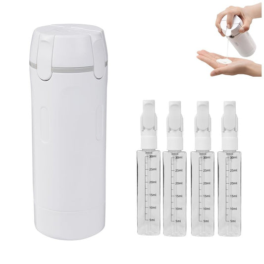 4 in 1 Travel Dispenser Bottle Refillable Leak-Leak Proof and Portable for Shampoo, Conditioner, Shower Gel & Toiletries Perfect for Vacation, Camping & Gym. (White)