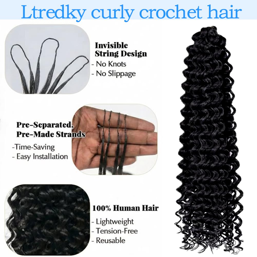 Feather Crochet Human Hair Extensions for Black Women - 16 Inch Soft Invisible Curly Bundles | Lightweight & Reusable