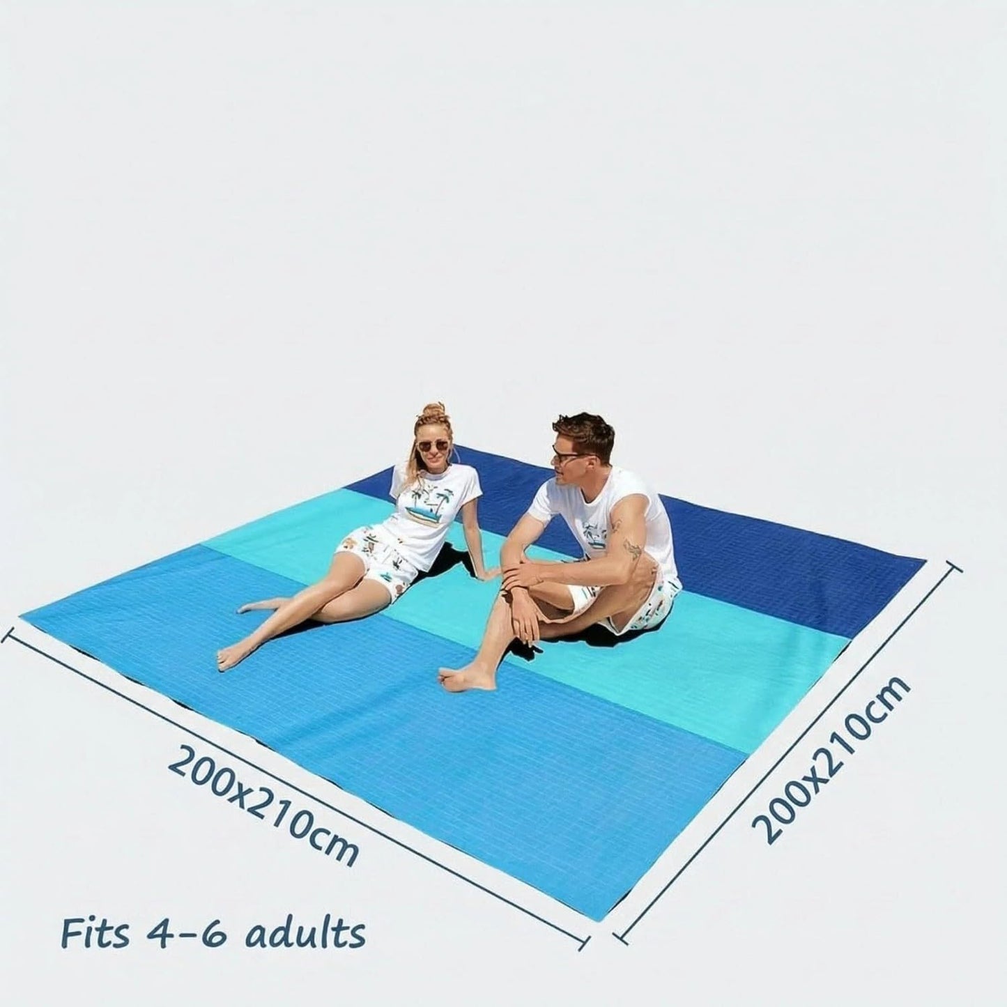 Beach Blanket Sandproof Oversized, 79''×83'' Extra Large Beach Mat, Portable Picnic Mat for Travel Camping Hiking, Lightweight Beach Essentials Family Water Resistant Mat Nylon 210T (Blue)