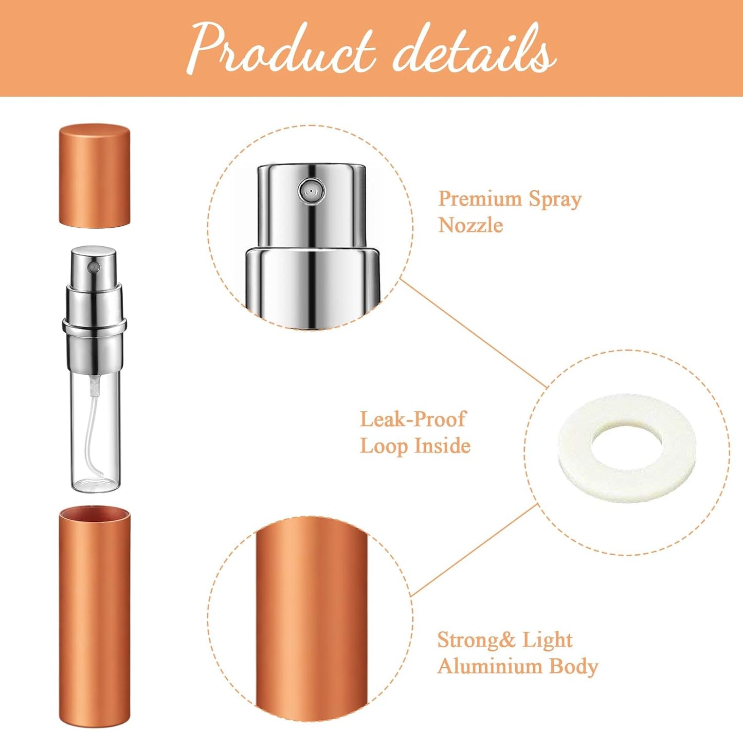 Zonon Mini Refillable Perfume Atomizer - 56 Pieces Portable Spray Bottle Set | Rainbow Color, 5 ml