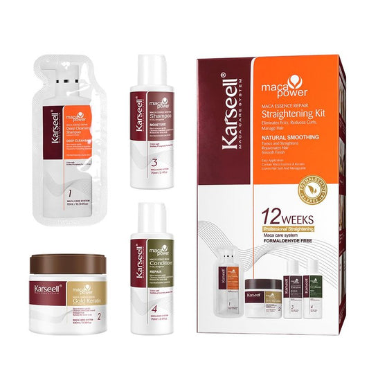 Maca Essence Hair Treatment Kit - Professional Keratin Straightening for Softer, Shinier Hair | 12 Weeks Home Use, All Hair Types