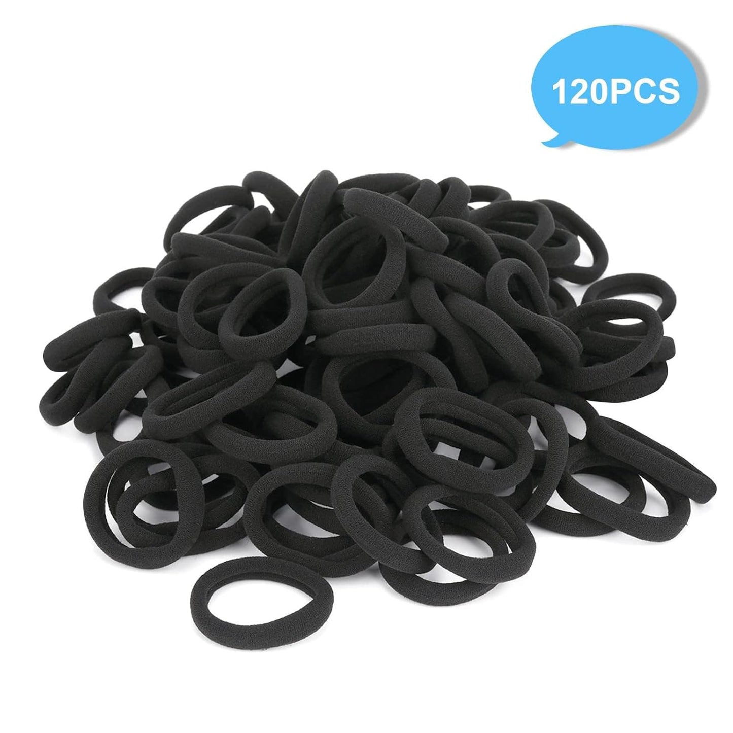 120PCS Black Hair Ties - Seamless Soft Ponytail Holders for All Hair Types | No Damage Elastics