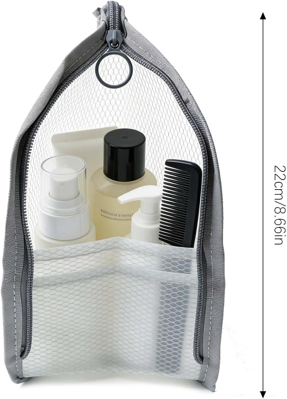 EVA Mesh Toiletry Bag - Waterproof & Portable Travel Organizer | 2 Pack for Camping, Home Storage (Grey & Pink)