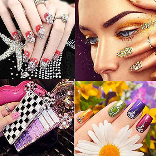 1800Pcs Hot Fix Glass Rhinestones 5mm Flatback Crystal Gems for Nail Art & Crafts