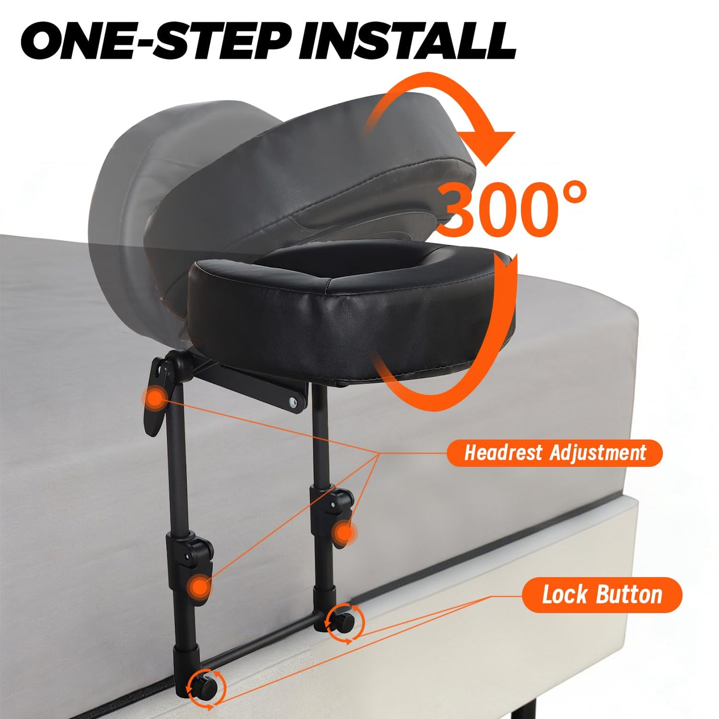 ErgoHolder Massage Headrest for Bed, Portable Home Use Massage Table Face Cradle Kit for Sleeping Mattress, Face Down Pillow After Eye Surgery with Handrest Storage Bag & Disposable Headrest Covers