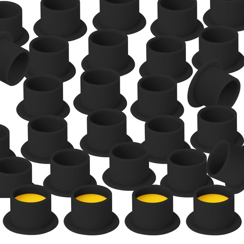 KVM 200pcs Tattoo Ink Cup Blue Disposable Silicone Tattoo Pigment Cup Eyebrow Eyeliner Lip Color Pigment Cup Tattoo Pigment Holder (Black)