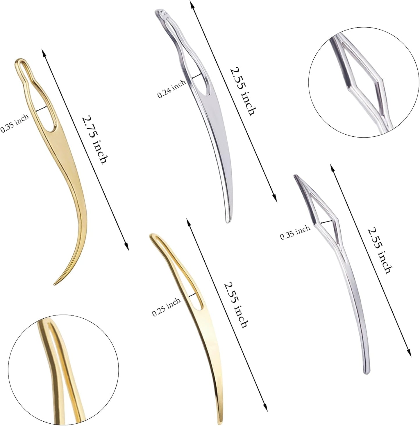 Interlocking Tools for Locs - 8 Pcs Sisterlock & Dreadlock Crochet Needles | Gold & Silver Set
