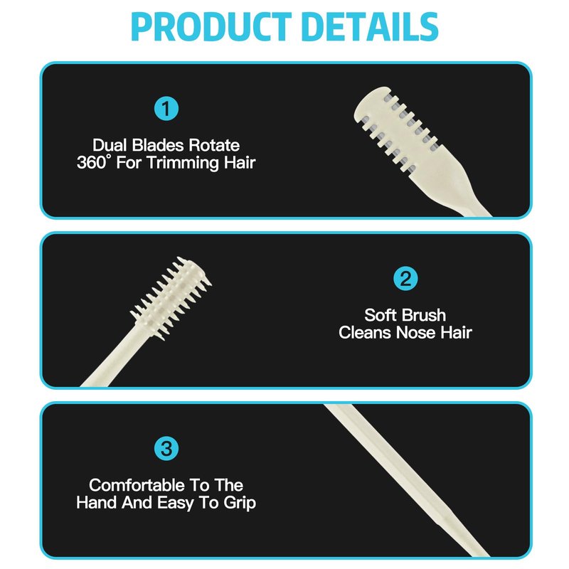 Asddage 4Pcs 2-in-1 Nasal Hair Cutter, Double Sided Nose Hair Trimmer, 360° Nostril Hair Remover Tool, Manual Nose Knife with Soft Cleaning Brush for Men Women(Beige)